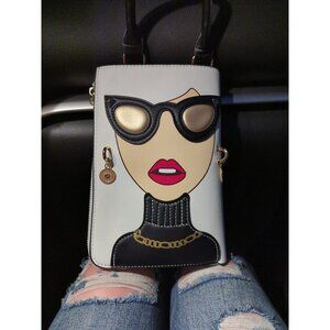 Unique 3D Lady Face PU Leather Satchel Funky Hobo & Crossbody Bags for Women's